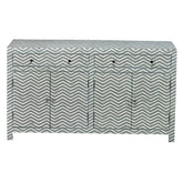 Bone Inlay Chevron Zigzag Buffet Sideboard With 2 Drawers And 2 Door